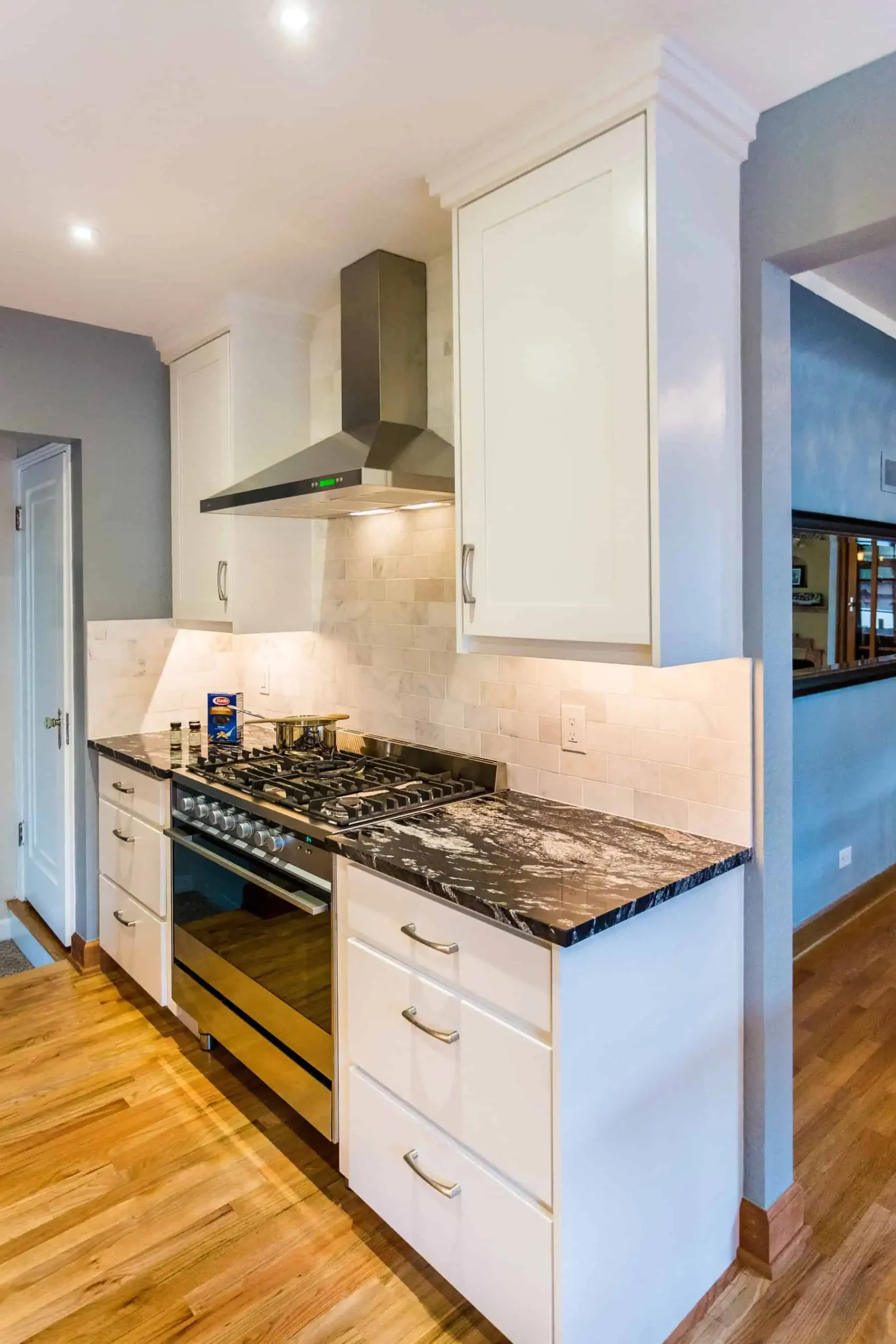 Modern kitchen with stainless steel appliances