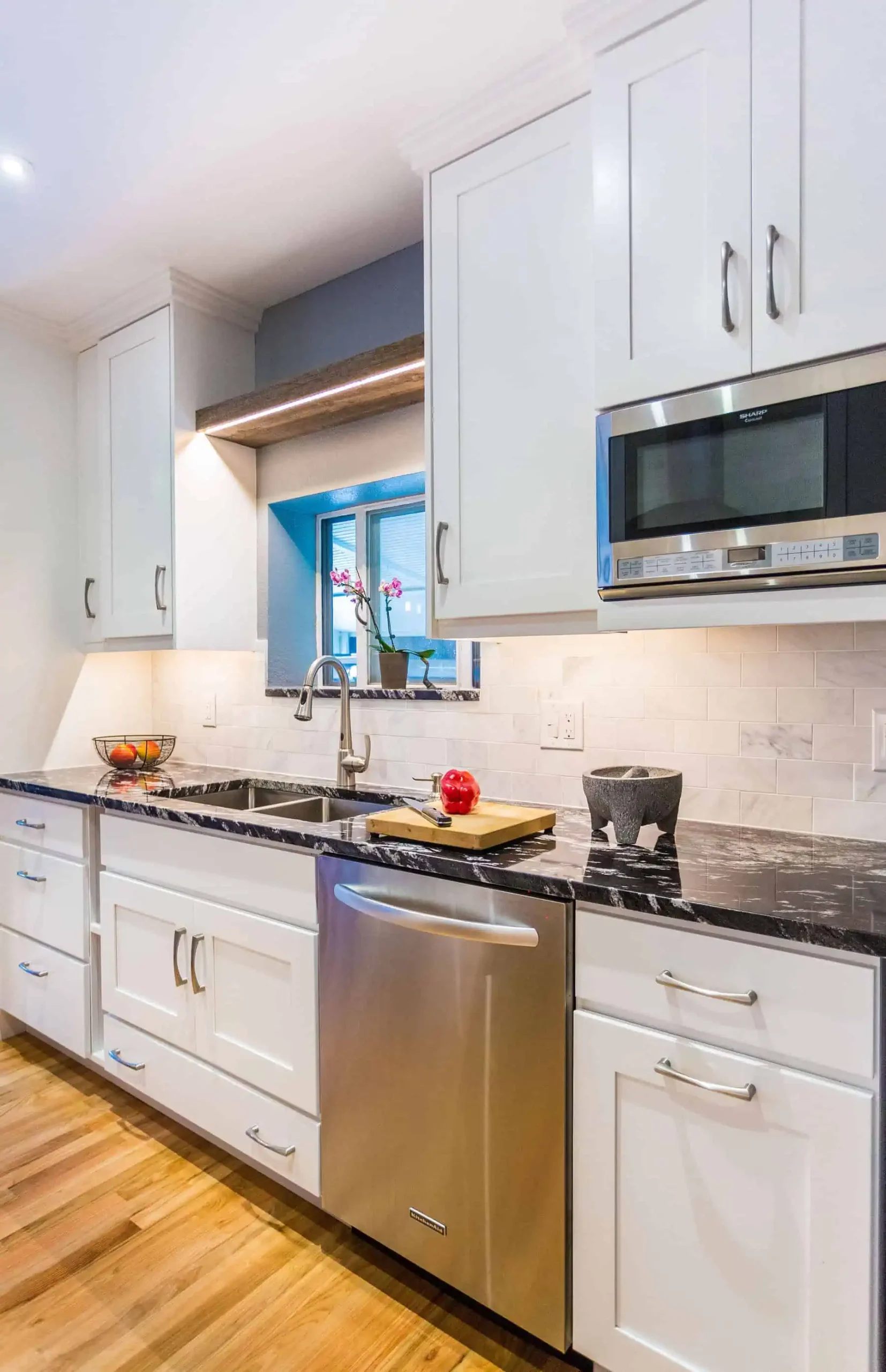 Modern kitchen with stainless steel appliances
