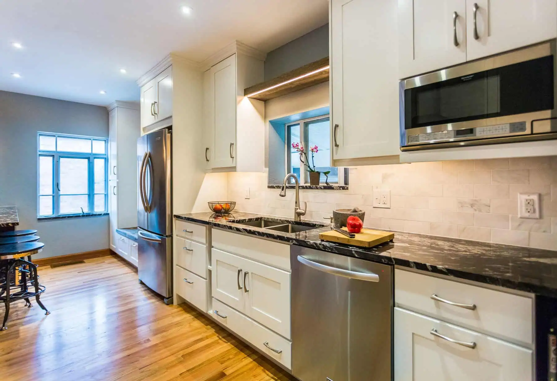 Modern kitchen with stainless appliances