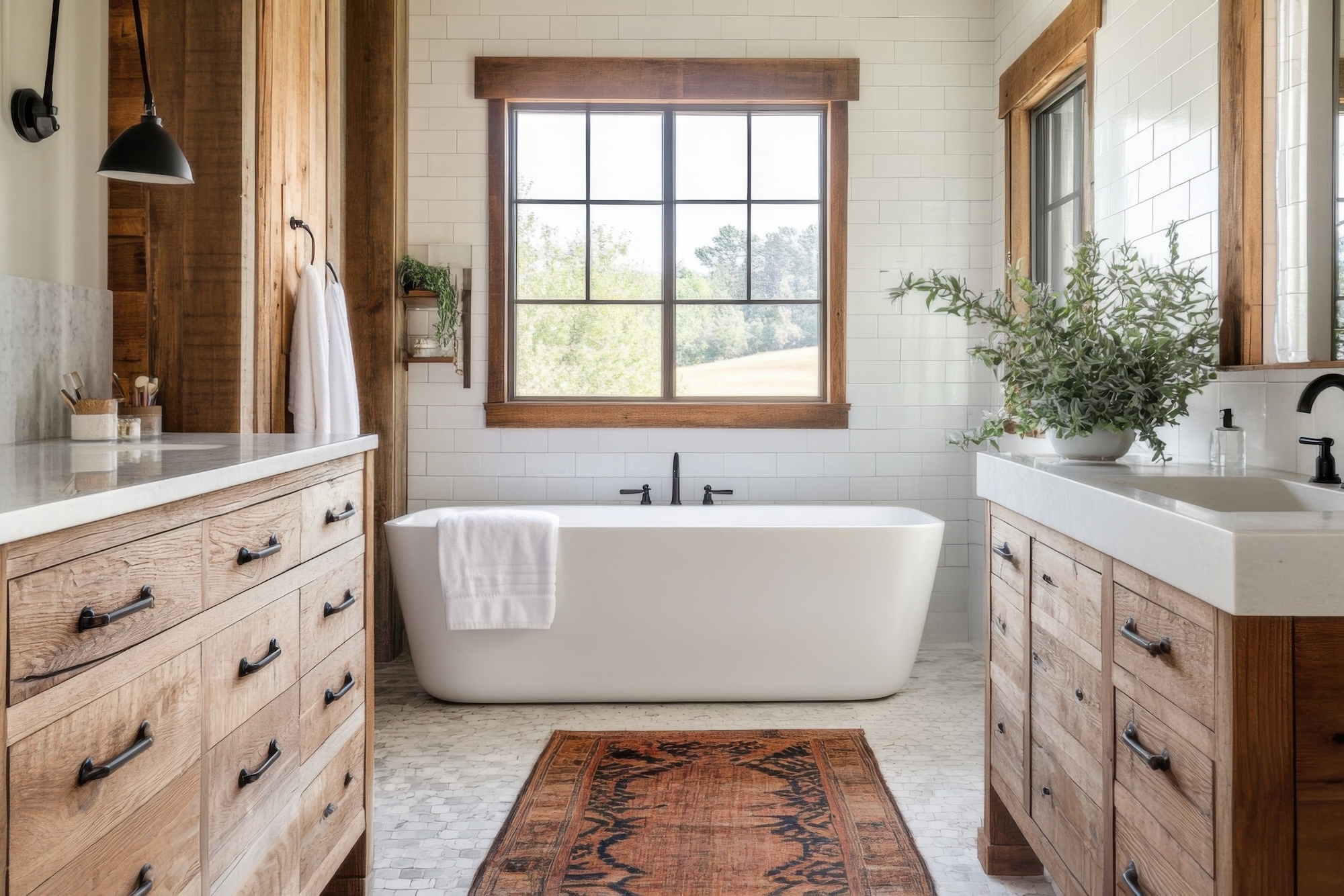 Modern bathroom with freestanding tub
