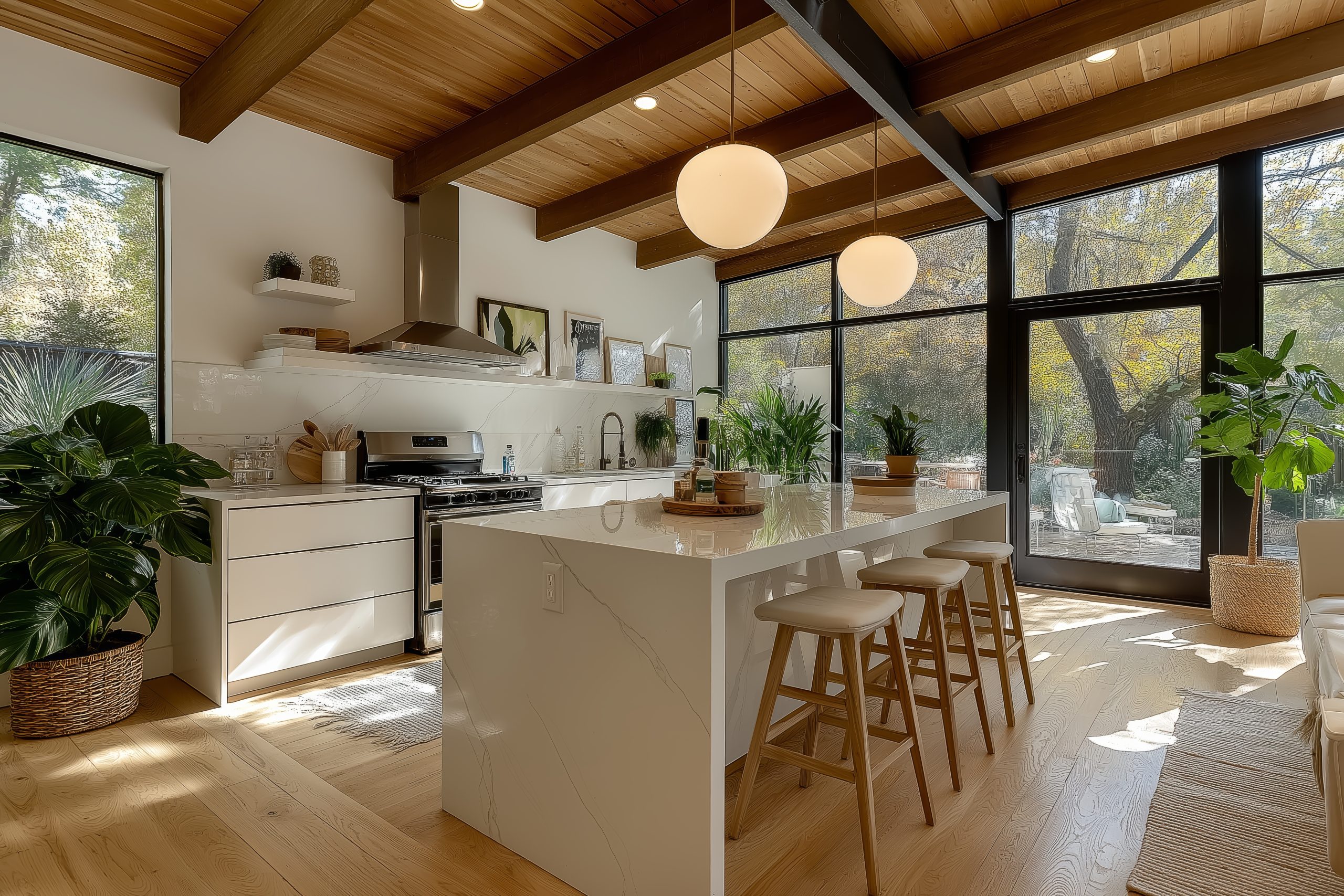 Modern kitchen with natural light