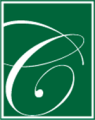 Stylized letter C on green background