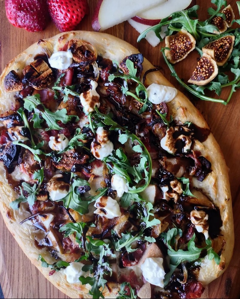 Gourmet flatbread with fresh toppings