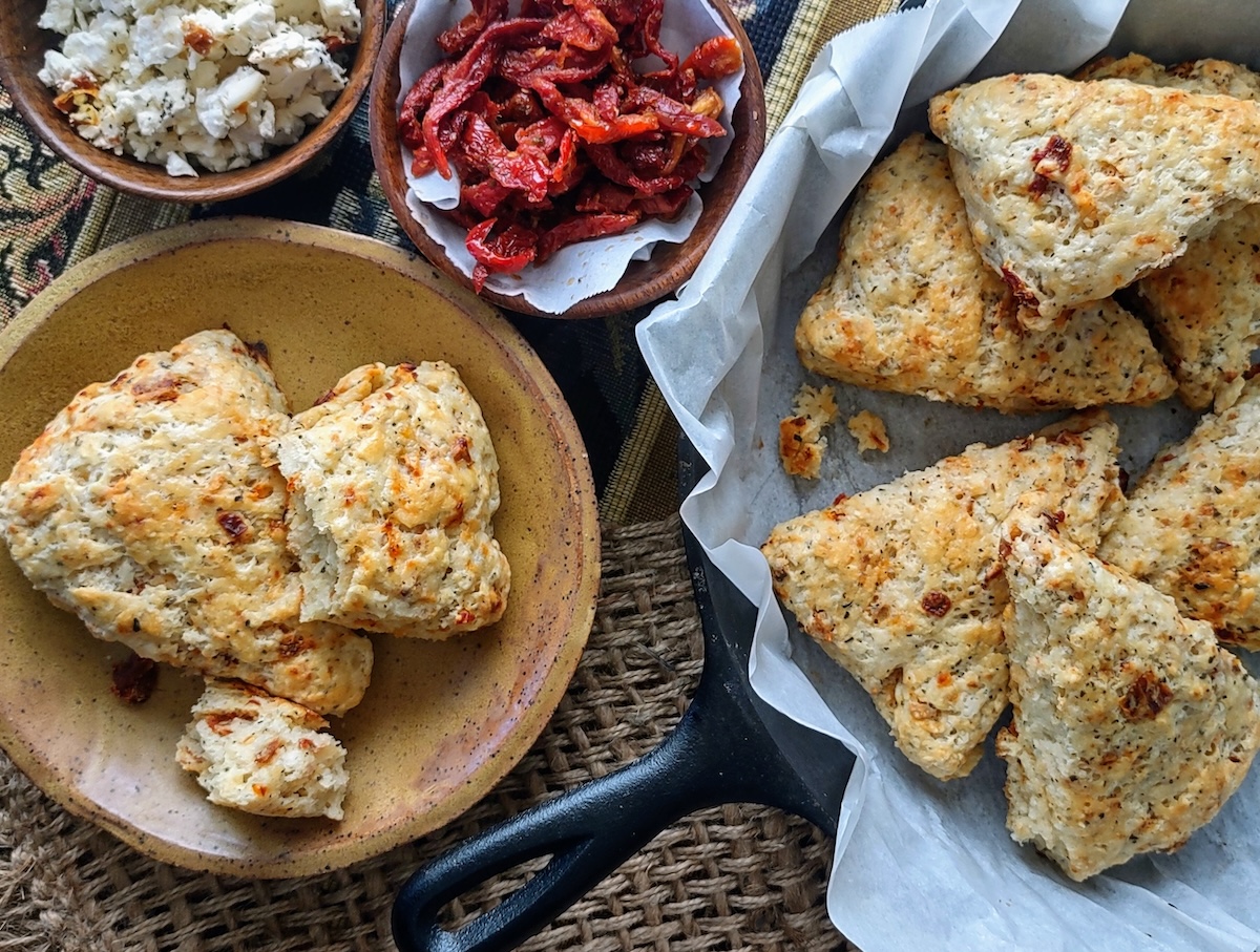 Savory scones with sun-dried tomatoes