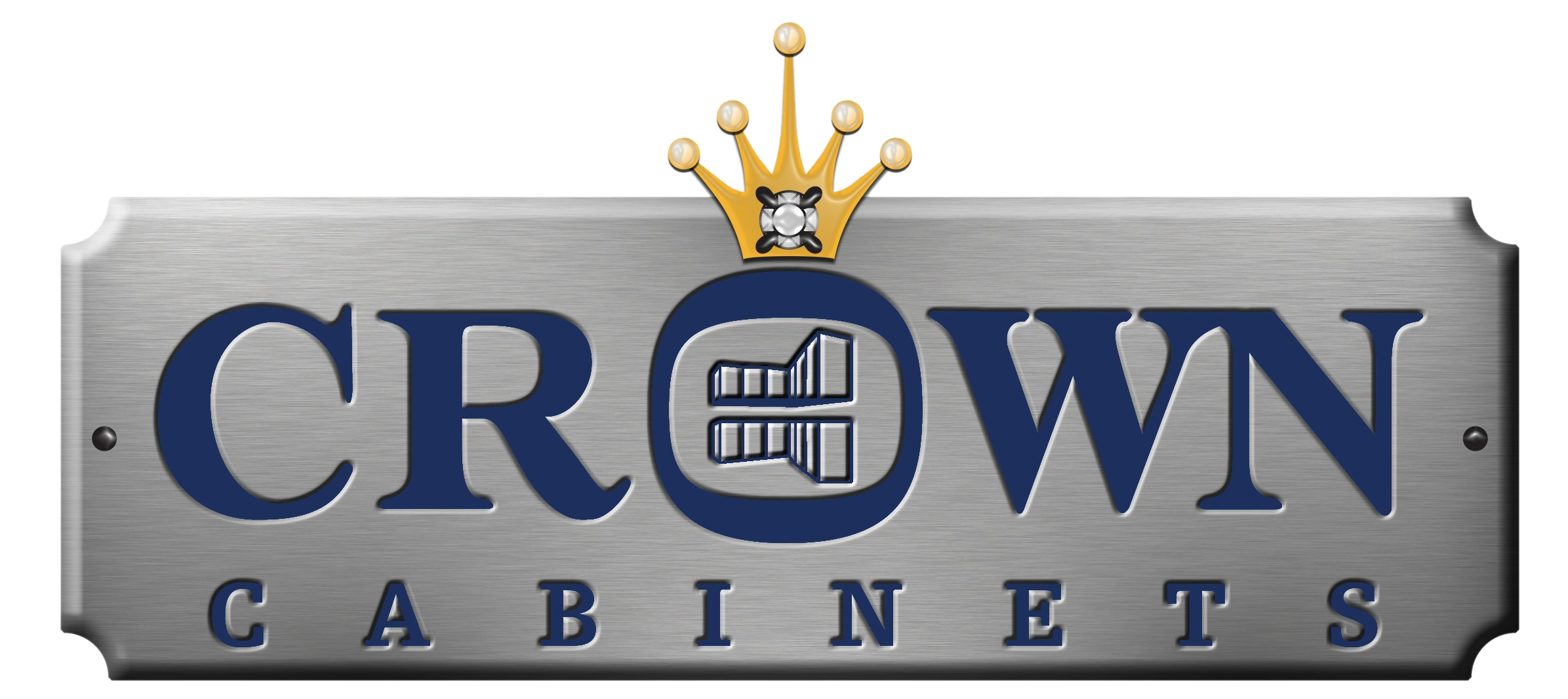 Metal logo with crown and text
